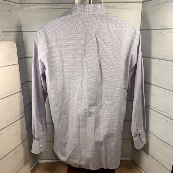 Corneliani Men's Medium Button Down Dress Shirt Gingham Check Cotton Lilac Italy - Picture 6 of 10